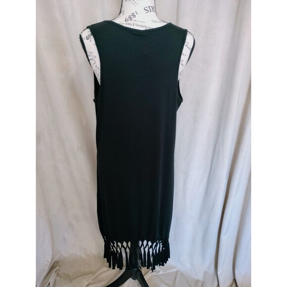 NWOT! Pinziko Black CoverUp/Tank Dress w/Fringe. Size XL - Picture 5 of 6